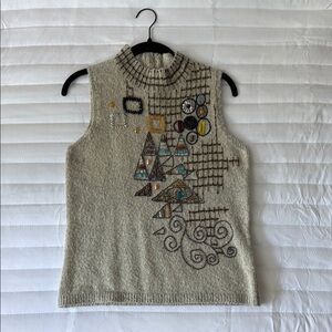 Beaded Cream Sweater Vest
